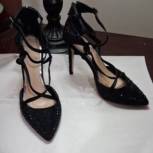 Jewel Badgley Mischka Black Sparkly Heels